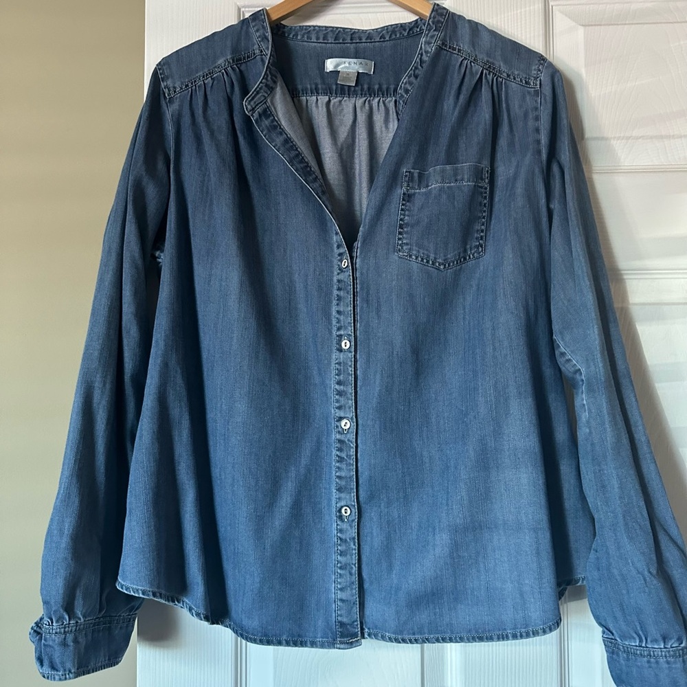KENAR Casual Long Sleeve Denim Button-Up Shirt